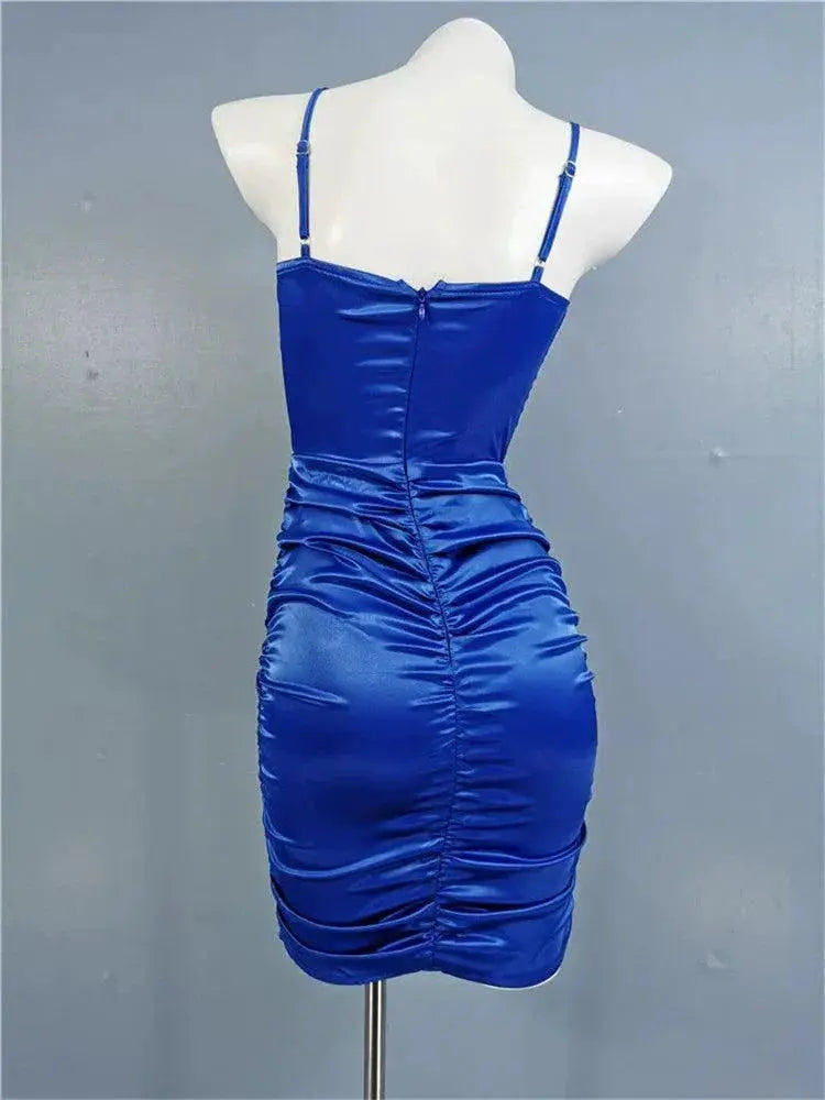 Elegant Fishbone Sling Dress Satin Partywear Chic Design