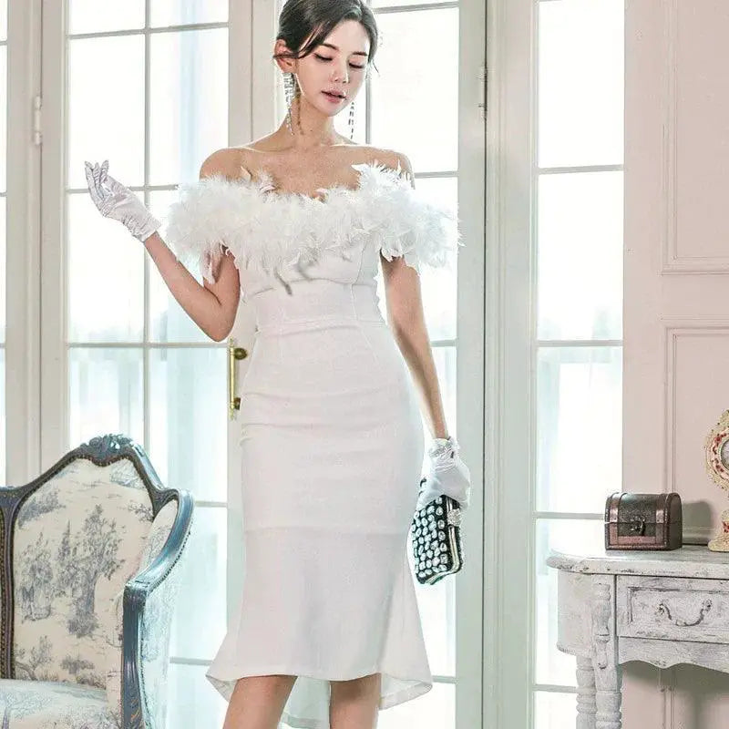 Elegant Fishtail Dress Off Shoulder Glamour Sophistication