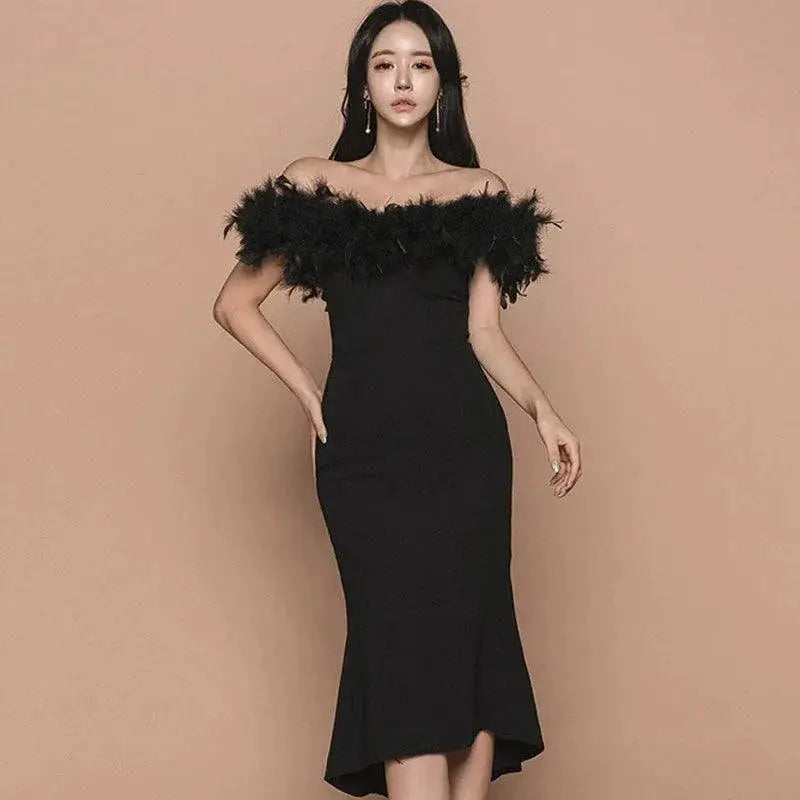 Elegant Fishtail Dress Off Shoulder Glamour Sophistication
