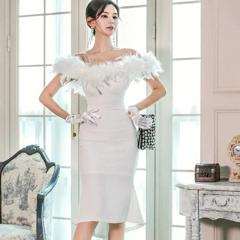Elegant Fishtail Dress Off Shoulder Glamour Sophistication