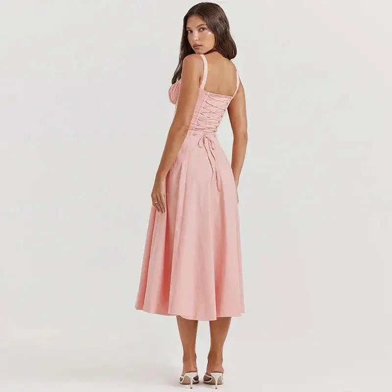 Elegant Floral A Line Midi Dress Summer Bodycon Fashion