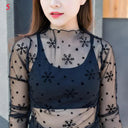 Elegant Floral Lace Mesh Blouse For Women Stylish Top