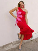 Elegant Floral Midi Dress Chic Split Design Comfort Fit