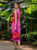 Elegant Floral Midi Dress Chic Split Design Comfort Fit