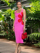 Elegant Floral Midi Dress Chic Split Design Comfort Fit