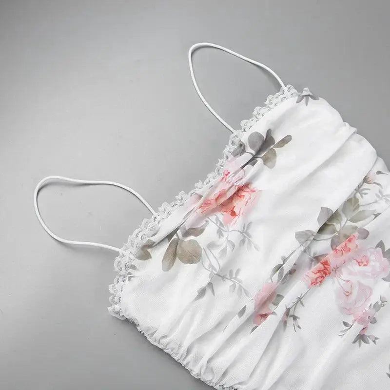 Elegant Floral Suspender Dress Off Shoulder Chic Statement