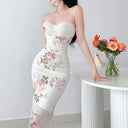 Elegant Floral Suspender Dress Chic Statement Piece Fashion