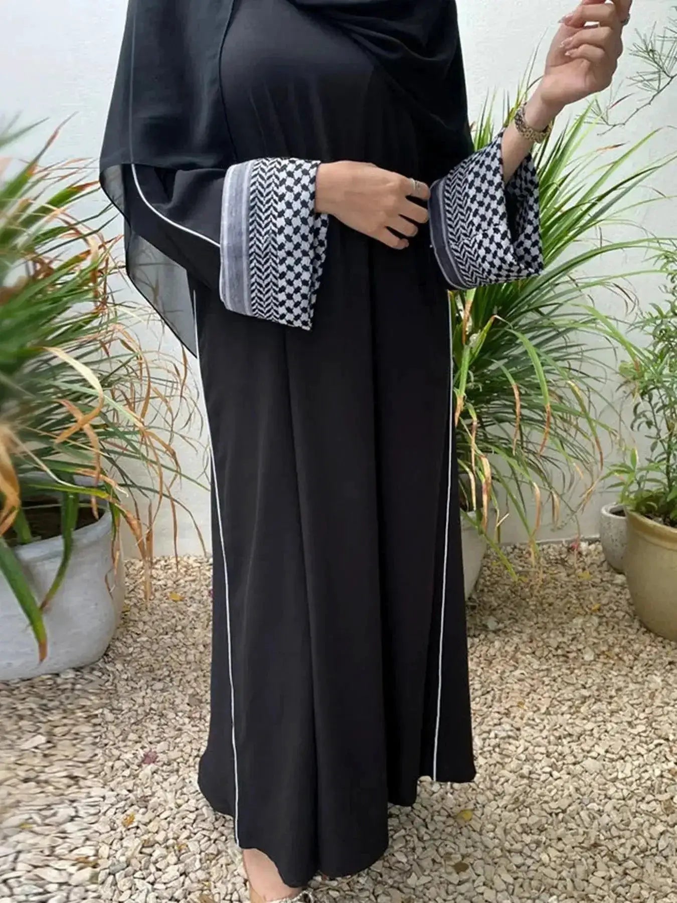 Elegant Flower Print Abaya Dress With Belt For Occasions