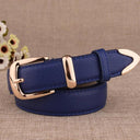 Elegant Genuine Leather Belt with Stylish Gold Buckle