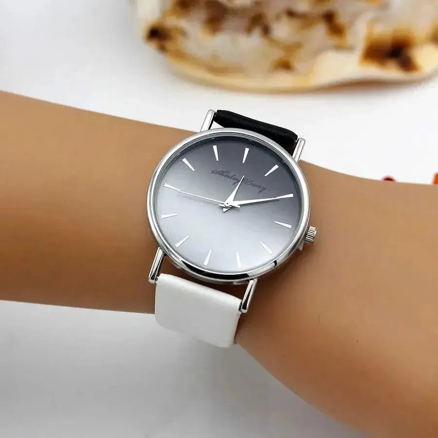 Elegant Gradient Ramp Womens Quartz Wristwatch Timepiece