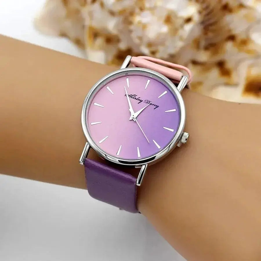Elegant Gradient Ramp Womens Quartz Wristwatch Timepiece