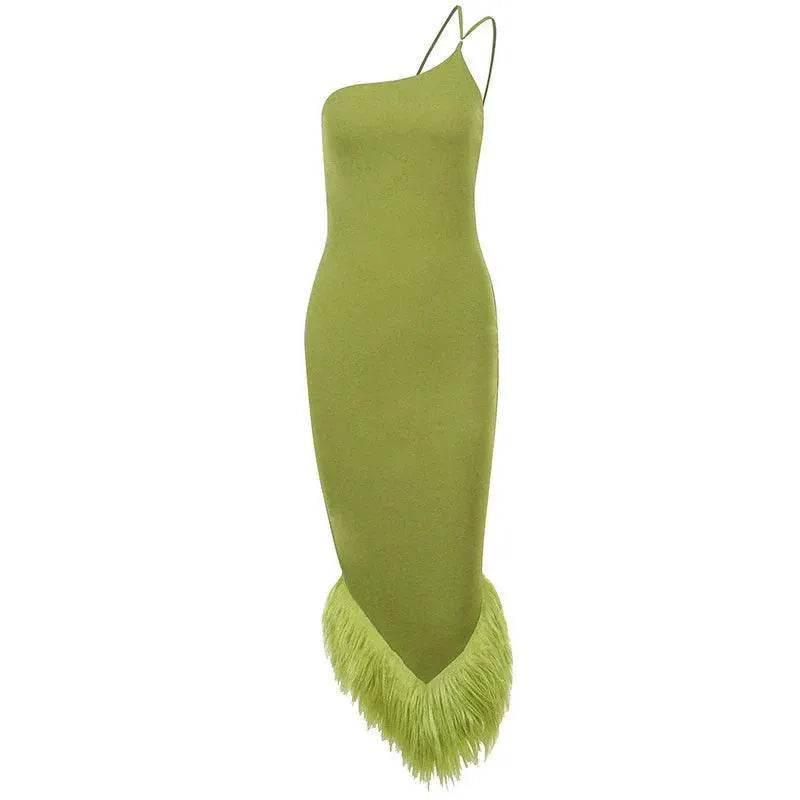 Elegant Halterneck Wool Dress Chic Women's Fashion 2023
