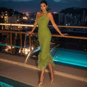 Elegant Halterneck Wool Dress Chic Women's Fashion 2023