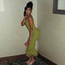 Elegant Halterneck Wool Dress Chic Women's Fashion 2023