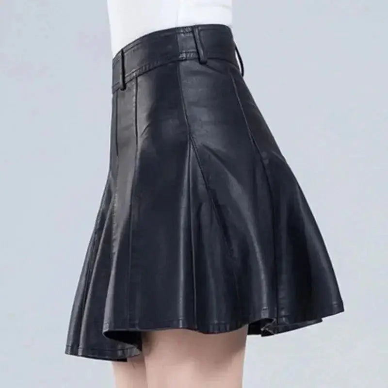 Elegant Korean Style Leather Mini Skirt For Women Chic