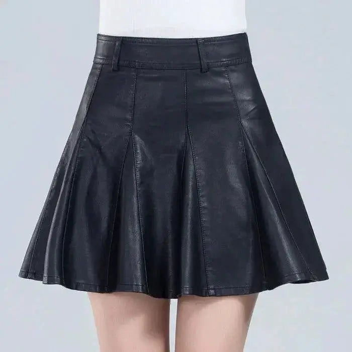 Elegant Korean Style Leather Mini Skirt For Women Chic