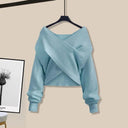 Elegant Korean Women's Cross Knit Three-Piece Suit Autumn Chic