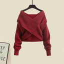 Elegant Korean Women's Cross Knit Three-Piece Suit Autumn Chic