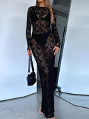 Elegant Lace Maxi Dress for Sophisticated Women Gown