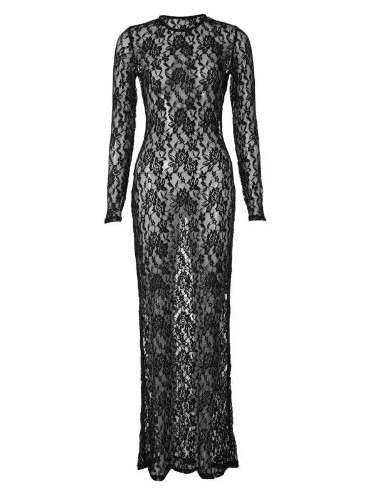 Elegant Lace Maxi Dress For Sophisticated Women Gown