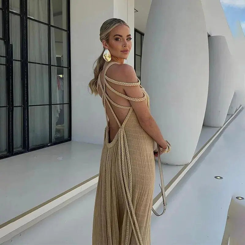 Elegant Lace Up Maxi Dress For Stylish Evening Parties