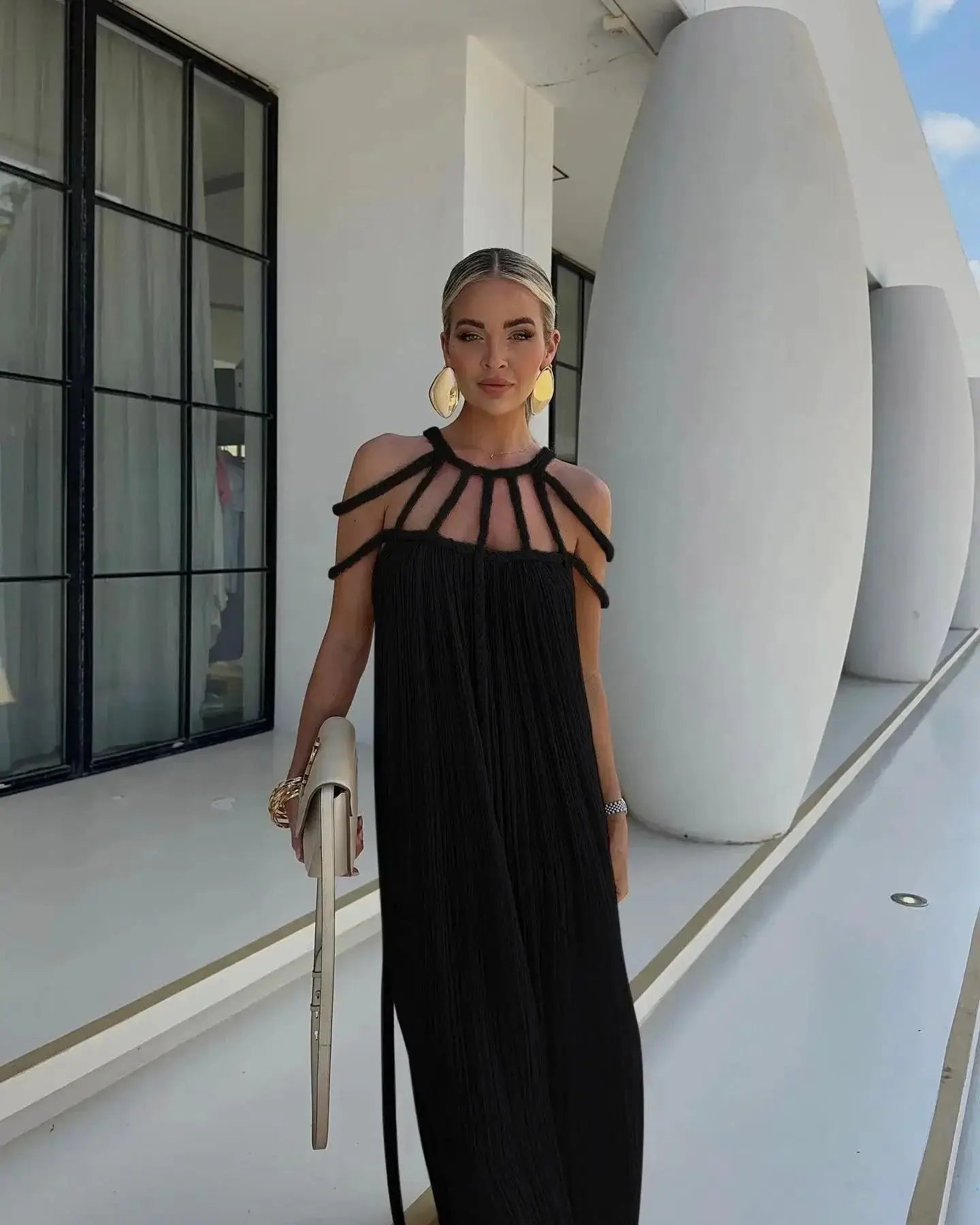 Elegant Lace Up Maxi Dress For Stylish Evening Parties