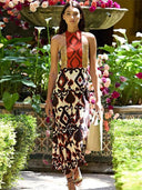 Elegant Lace-Up Maxi Dress Stylish O-neck Bodycon Piece