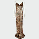Elegant Leopard Print Suspender Dress for Evening Events