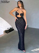 Elegant Maxi Dress Stylish Hollow Out Design for Women