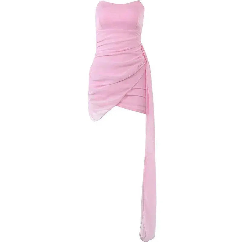 Elegant Mesh Ribbon Cocktail Dress For Stylish Party Attire