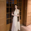 Elegant Nicky V Neck Dress Timeless Autumn Style Dress
