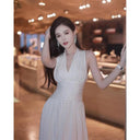 Elegant Nicky V Neck Dress Timeless Autumn Style Dress