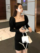 Elegant Off-Shoulder Black Dress Chic Evening Attire