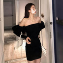 Elegant Off-Shoulder Black Dress Chic Evening Attire