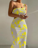 Elegant Ombre One Shoulder Dress Trendy Ribbed Bodycon Style