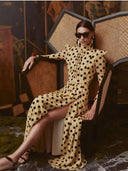 Elegant Polka Dot Maxi Dress Versatile Style Staple Dress