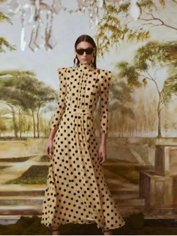 Elegant Polka Dot Maxi Dress Versatile Everyday Staple