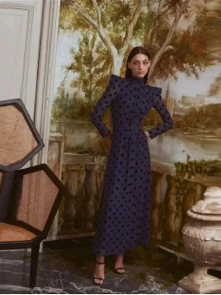 Elegant Polka Dot Maxi Dress Versatile Everyday Staple