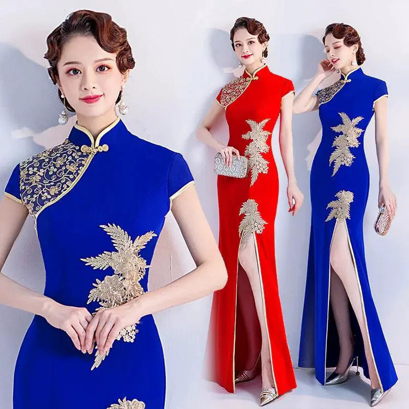 Elegant Red Cheongsam Dress Vintage Charm for Banquets