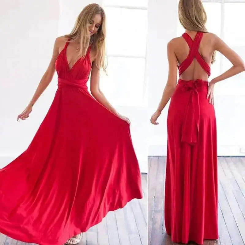 Elegant Red Gown Versatile Bridesmaid Dress for Glamour