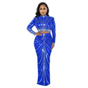 Elegant Rhinestone Mesh Maxi Dress for Women's Clubwear