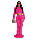 Elegant Rhinestone Mesh Maxi Dress for Women's Clubwear