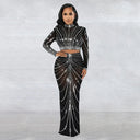 Elegant Rhinestone Mesh Maxi Dress for Women's Clubwear
