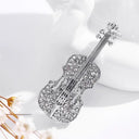 Elegant Rhinestone Musical Instrument Brooches Violin Cello