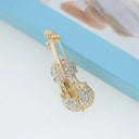 Elegant Rhinestone Musical Instrument Brooches Violin Cello