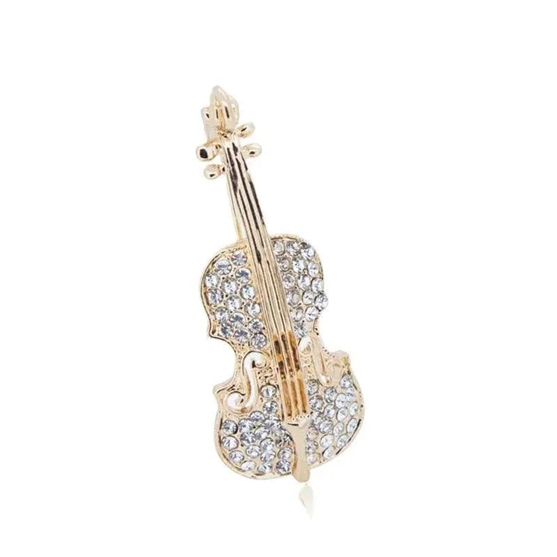 Elegant Rhinestone Musical Instrument Brooches Violin Cello