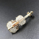 Elegant Rhinestone Musical Instrument Brooches Violin Cello