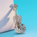 Elegant Rhinestone Musical Instrument Brooches Violin Cello