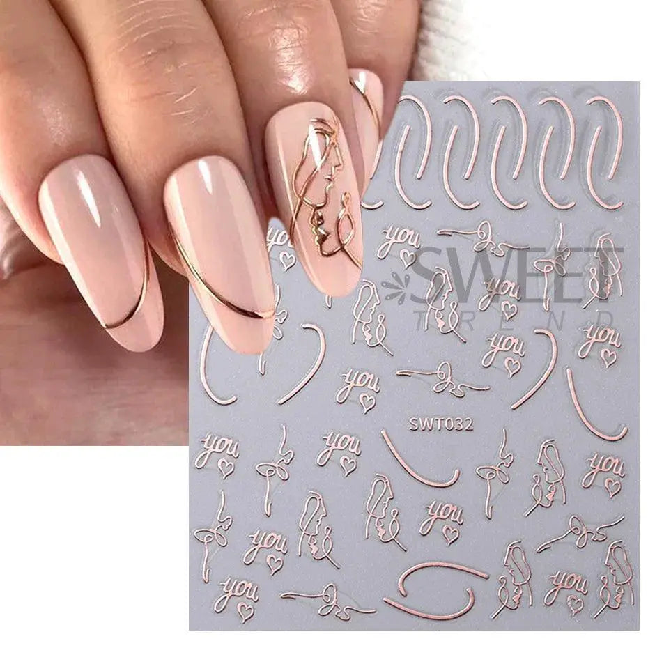 Rose Gold Winter Nail Stickers For Festive Holiday Manicure