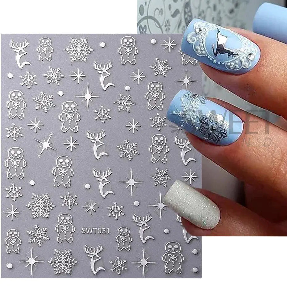 Rose Gold Winter Nail Stickers For Festive Holiday Manicure